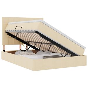 vidaXL Cama con almacenamiento y LED Crema 140 x 190 cm Poli&eacute;ster