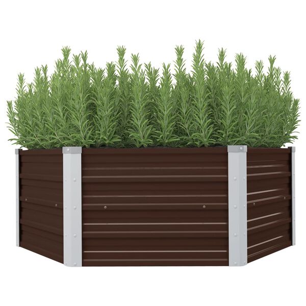 vidaXL Mesa de cultivo de acero galvanizado marr&oacute;n 129x129x45 cm