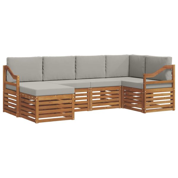 vidaXL Juegos de sof&aacute;s con coj&iacute;n 6 pcs Gris Natural y Claro