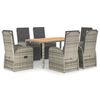 vidaXL Set comedor jard&iacute;n 7 pzas y cojines rat&aacute;n sint&eacute;tico gris