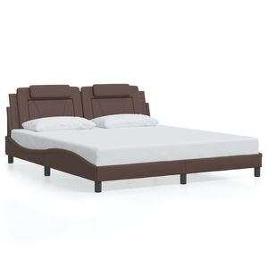 vidaXL Estructura de cama Viana sin colch&oacute;n cuero sint&eacute;tico marr&oacute;n 180x200cm