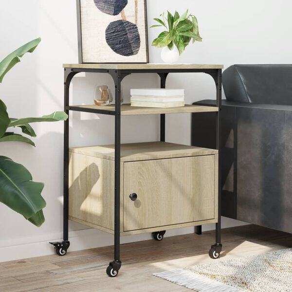 vidaXL Soporte de impresora 3 niveles roble Sonoma 50x40x76 cm