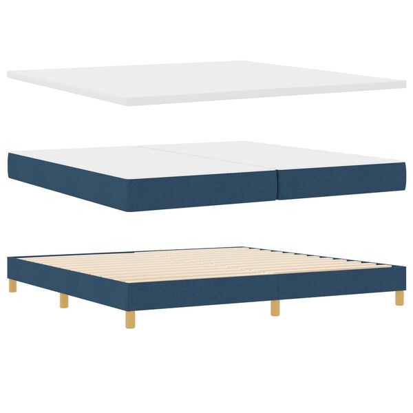 vidaXL Cama tipo Box Spring con colch&oacute;n Azul 200 x 200 cm Poli&eacute;ster