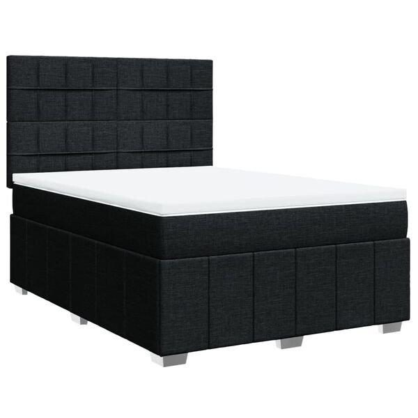 vidaXL Cama box spring con colch&oacute;n tela negro 140x200 cm
