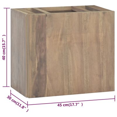vidaXL Armario de baño de pared madera maciza de teca 45x30x40 cm