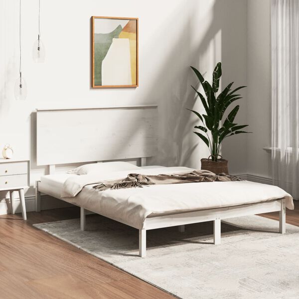 vidaXL Estructura de cama sin colch&oacute;n madera de pino blanca 140x190 cm