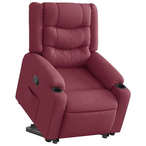 vidaXL Sill&oacute;n reclinable elevable tela rojo tinto