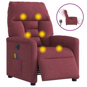 vidaXL Sill&oacute;n de masaje reclinable el&eacute;ctrico tela rojo tinto