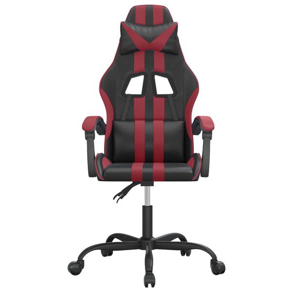 vidaXL Silla gaming giratoria cuero sint&eacute;tico negro y rojo vino tinto