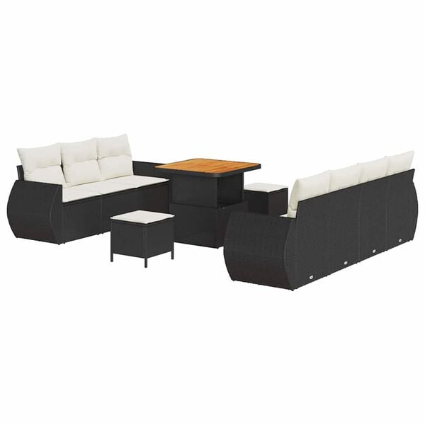 vidaXL Conjunto de sofá de jardín 10 pcs Negro y crema 80 x 80 x 71 cm