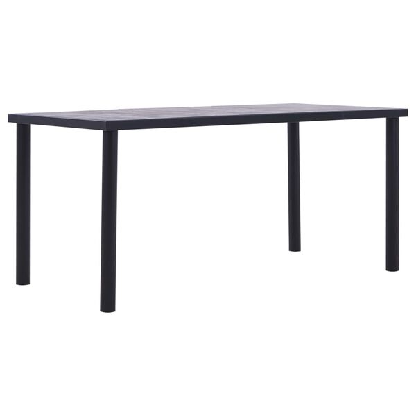 vidaXL Mesa de comedor de MDF negro y gris hormig&oacute;n 160x80x75 cm