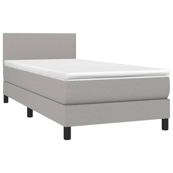 vidaXL Cama box spring con colch&oacute;n tela y LED gris claro 90x190 cm