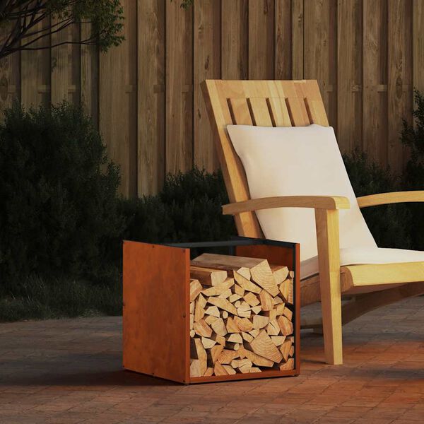 vidaXL Le&ntilde;ero 40x40x40 cm Acero oxidado