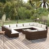 vidaXL Set muebles de jard&iacute;n 12 pzas y cojines rat&aacute;n sint&eacute;tico marr&oacute;n