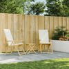 vidaXL Juego bistró plegable con cojines 3 pzas bambú blanco crema
