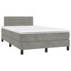 vidaXL Cama box spring colch&oacute;n y LED terciopelo gris claro 120x190 cm