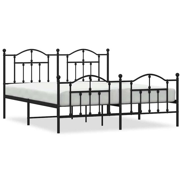 vidaXL Estructura cama sin colchón con estribo metal negro 183x213 cm