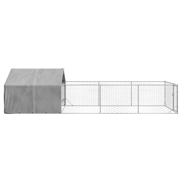 vidaXL Caseta perros exterior con corral 7x2x1,5 m acero galvanizado