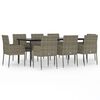 vidaXL Set comedor jard&iacute;n 9 pzas y cojines rat&aacute;n sint&eacute;tico negro gris