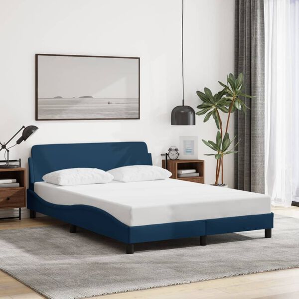 vidaXL Estructura de cama con cabecero Dover tela azul 140x200cm