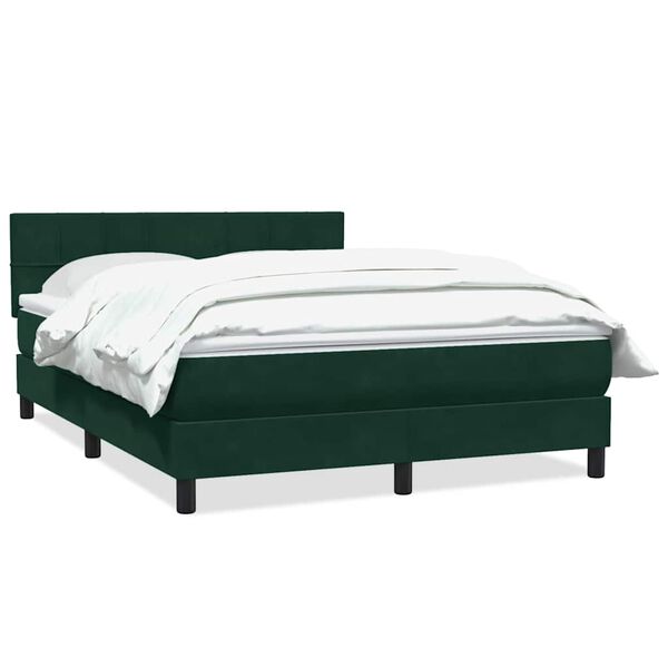 vidaXL Cama box spring con colch&oacute;n terciopelo verde oscuro 140x210 cm