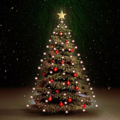 vidaXL Red de luces para árbol de Navidad 210 LED blanco cálido 210 cm