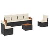 vidaXL Set de comedor de jard&iacute;n 7 pzas y cojines rat&aacute;n sint&eacute;tico negro