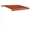 vidaXL Toldo autom&aacute;tico LED sensor de viento naranja marr&oacute;n 350x250 cm