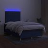 vidaXL Cama box spring con colch&oacute;n y luces LED tela azul 120x190 cm