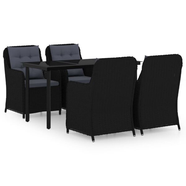 vidaXL Juego de comedor para jardín 5 piezas negro