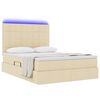 vidaXL Cama con almacenamiento y LED Crema 140 x 190 cm Poli&eacute;ster