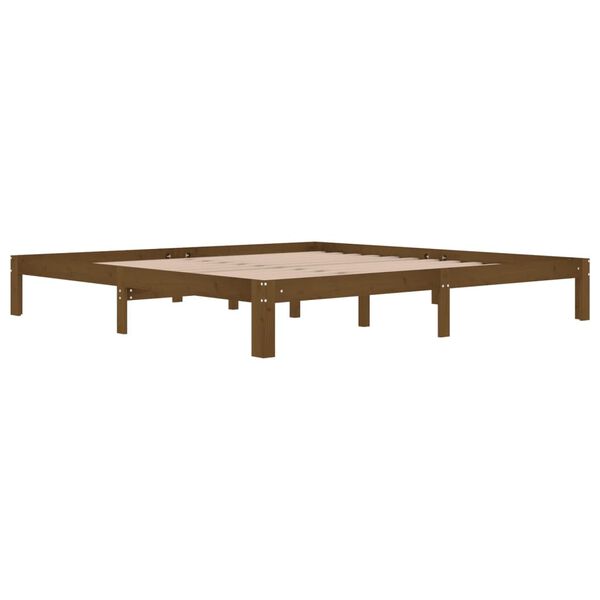 vidaXL Estructura cama sin colch&oacute;n madera pino marr&oacute;n miel 200x200 cm