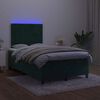 vidaXL Cama box spring colch&oacute;n y LED terciopelo verde oscuro 120x200cm
