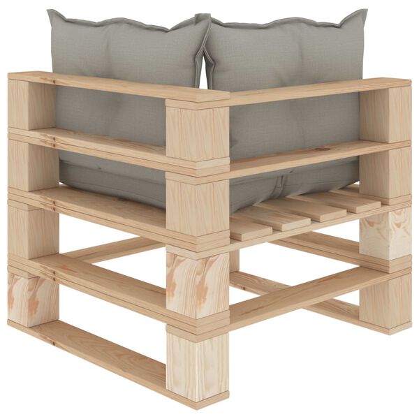 vidaXL Sof&aacute; esquinero de palets para jard&iacute;n madera cojines gris taupe