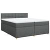 vidaXL Cama box spring con colch&oacute;n tela gris oscuro 200x200 cm