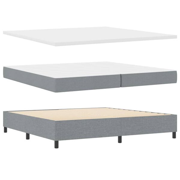 vidaXL Cama tipo Box Spring con colch&oacute;n Gris Claro 200 x 200 cm tela