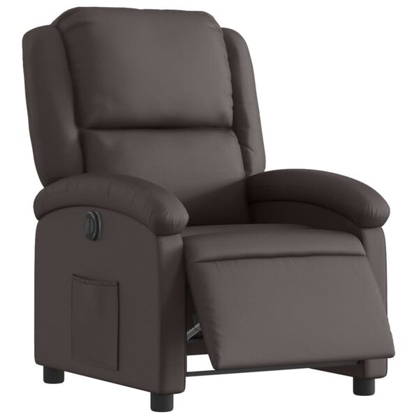 vidaXL Sillón reclinable eléctrico de cuero auténtico marrón oscuro