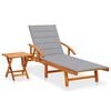 vidaXL Tumbona de jard&iacute;n con mesa y coj&iacute;n madera maciza de acacia