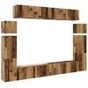 vidaXL Conjunto de mueble de TV 8 piezas montado la pared madera vieja