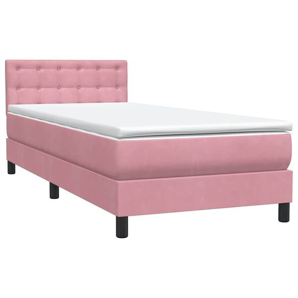vidaXL Cama box spring con colch&oacute;n terciopelo rosa 80x210 cm