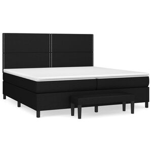 vidaXL Cama box spring con colch&oacute;n tela negro 200x200 cm
