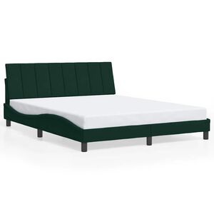 vidaXL Estructura de cama sin colch&oacute;n Hanko terciopelo verde oscuro 160x200 cm