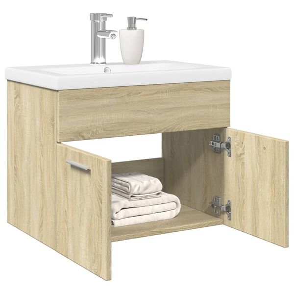 vidaXL Mueble de baño con lavabo integrado roble Sonoma