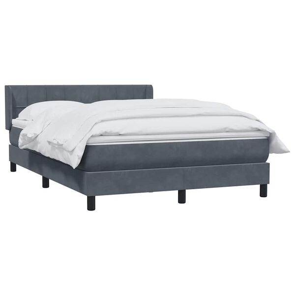 vidaXL Cama box spring con colch&oacute;n terciopelo gris oscuro 140x210 cm