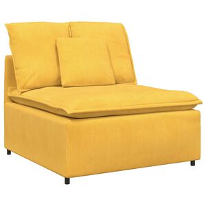 vidaXL M&oacute;dulo central de sof&aacute; modular con cojines, color amarillo claro, 100 cm
