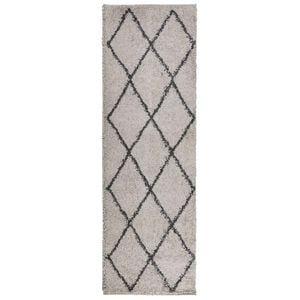 vidaXL Alfombra pelo largo moderna PAMPLONA beige antracita 80x250 cm