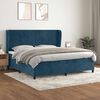 vidaXL Cama box spring con colch&oacute;n terciopelo azul oscuro 200x200 cm