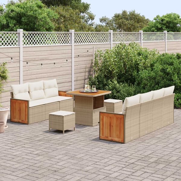 vidaXL Conjunto de sofá de jardín 10 pcs Beige y Crema 80 x 80 x 71 cm