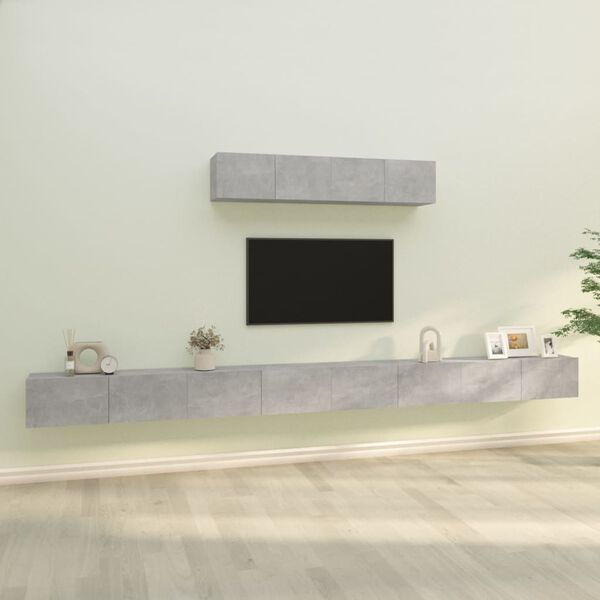 vidaXL Set de muebles de TV 6 pzas madera contrachapada gris hormig&oacute;n