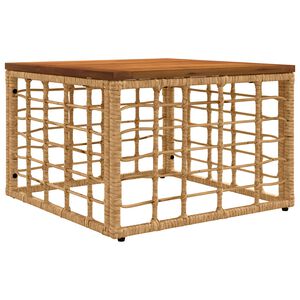vidaXL Mesa de Jard&iacute;n Natural 55 x 55 x 37 cm Rattan PE y Cristal